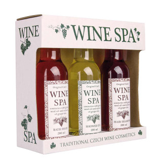 Kosmeettinen lahjasetti "WINE SPA" (suihkugeeli 200 ml + shampoo 200 ml + kylpyvaahto 200 ml)