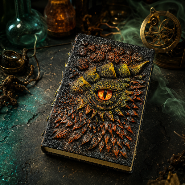 Muistikirja, jossa on 3D-lohikäärmeen silmä – ”The Dark Book”