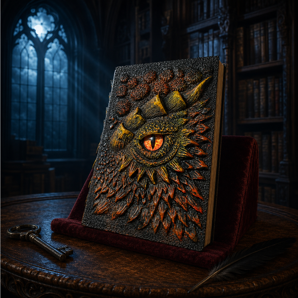 Muistikirja, jossa on 3D-lohikäärmeen silmä – ”The Dark Book”