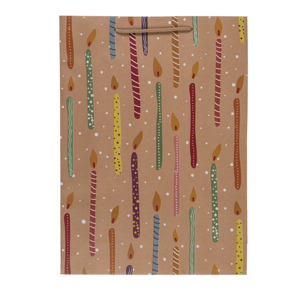 Paperinen lahjapussi "Balloons and candles" (34,5x25x8,5cm)