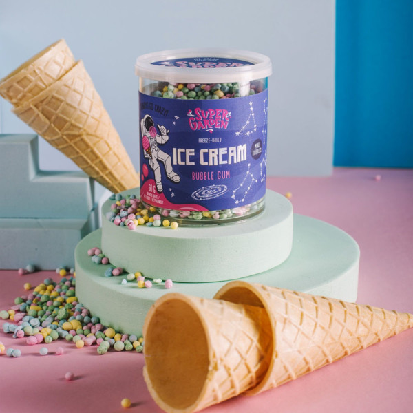 SUPER GARDEN pakastekuivatut purukuminmakuiset minijäätelöpallot, 60g