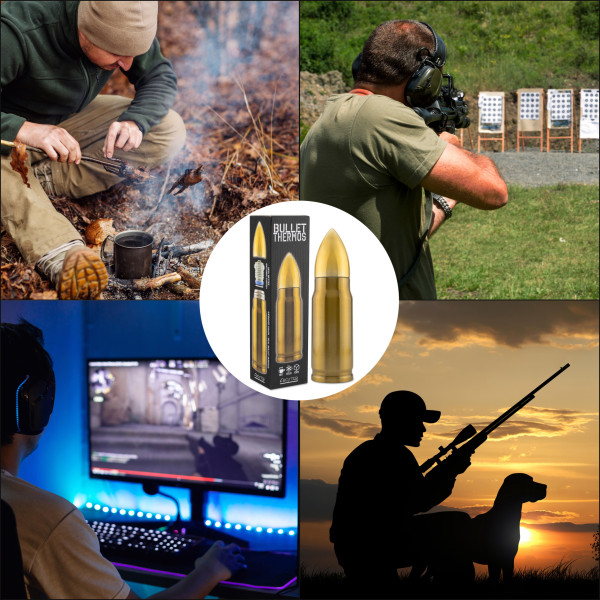 Sotilasaiheinen lahjasetti "Luoti ja kranaatti"