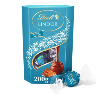 LINDT LINDOR maitosuklaatryffelit suolatulla karamellilla, 200g