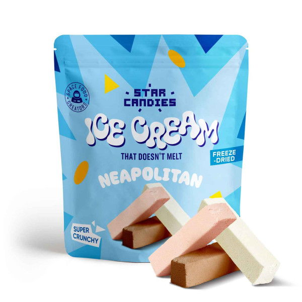 STAR CANDIES pakastekuivattua jäätelöä NEAPOLITAN (vanilja, suklaa, mansikka), 16 g