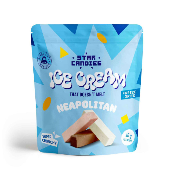 STAR CANDIES pakastekuivattua jäätelöä NEAPOLITAN (vanilja, suklaa, mansikka), 16 g