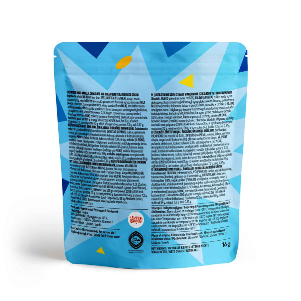 STAR CANDIES pakastekuivattua jäätelöä NEAPOLITAN (vanilja, suklaa, mansikka), 16 g