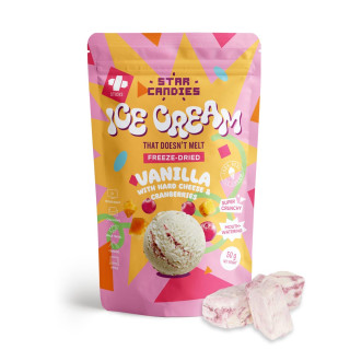 STAR CANDIES pakastekuivattu vaniljajäätelö juustolla ja karpaloilla, 50g