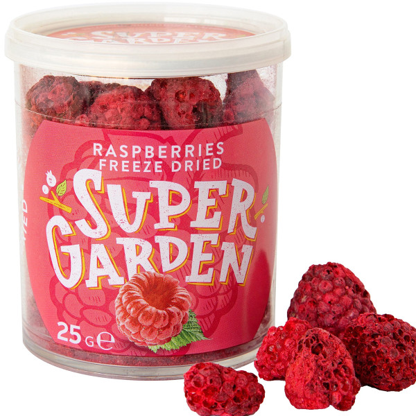 SUPER GARDEN pakastekuivatut vadelmat, 25g SUPER GARDEN pakastekuivatut vadelmat, 25g