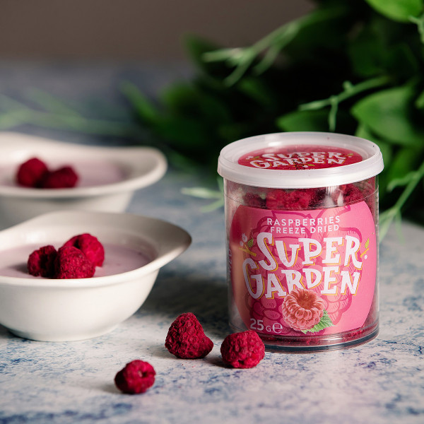 SUPER GARDEN pakastekuivatut vadelmat, 25g SUPER GARDEN pakastekuivatut vadelmat, 25g