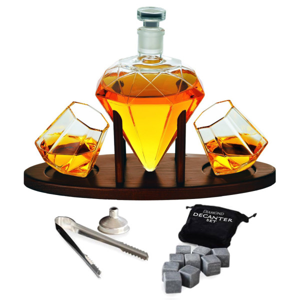 Karahvi, 2 lasia ja kivikuutiot -setti "DELUXE DIAMOND"