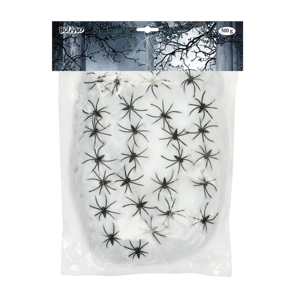 XXL-hämähäkinverkko 25 hämähäkillä (valkoinen) (500g) XXL-hämähäkinverkko 25 hämähäkillä (valkoinen) (500g)