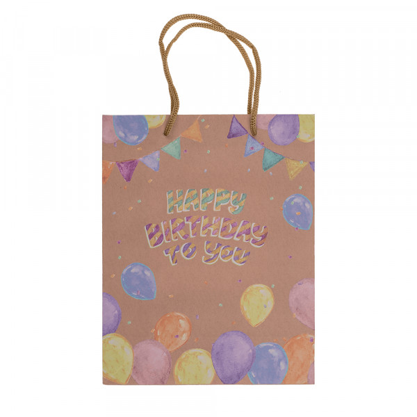 Kraftpaperi lahjapussi "Happy Birthday" (23x18x8cm) Kraftpaperi lahjapussi "Happy Birthday" (23x18x8cm)
