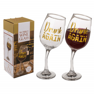 Huojuva viinilasi "Drunk again" (420ml)