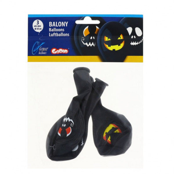 Premium-ilmapallot "Halloween kasvot" (3 kpl)