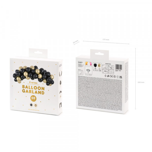 Ilmapalloseppele "Musta ja kulta" (60 kpl, 200cm)