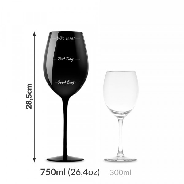 Jättimäinen musta viinilasi "Who cares" (750ml)