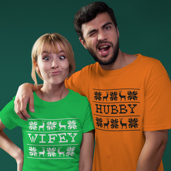 T-paitasetti "Hubby and wifey Christmas"