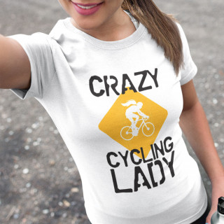 Naisten t-paidat "Crazy cycling lady"