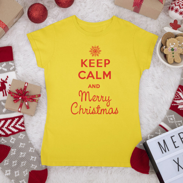 Naisten t-paidat "Keep calm Merry Christmas"