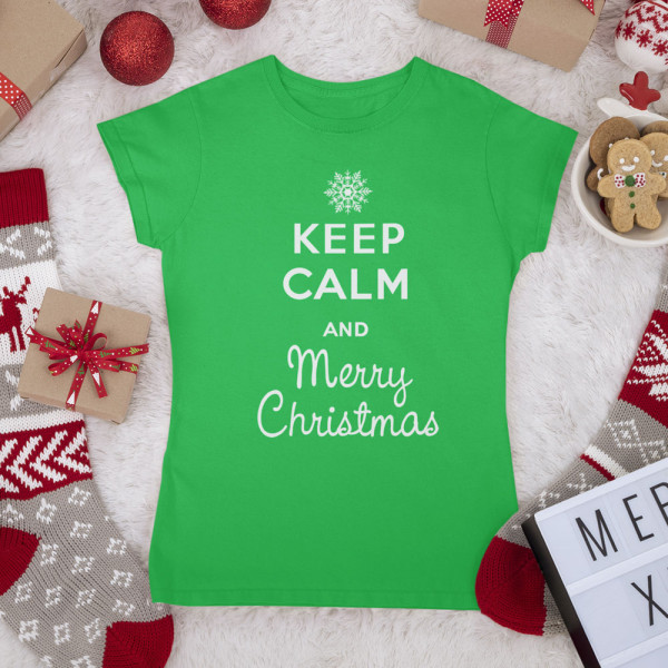 Naisten t-paidat "Keep calm Merry Christmas"