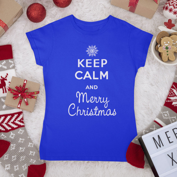 Naisten t-paidat "Keep calm Merry Christmas"