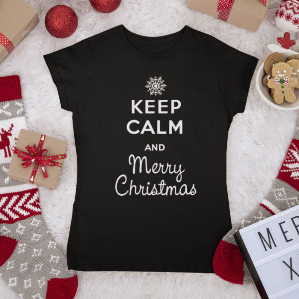 Naisten t-paidat "Keep calm Merry Christmas"