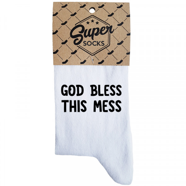 Naisten sukat „God bless this mess“