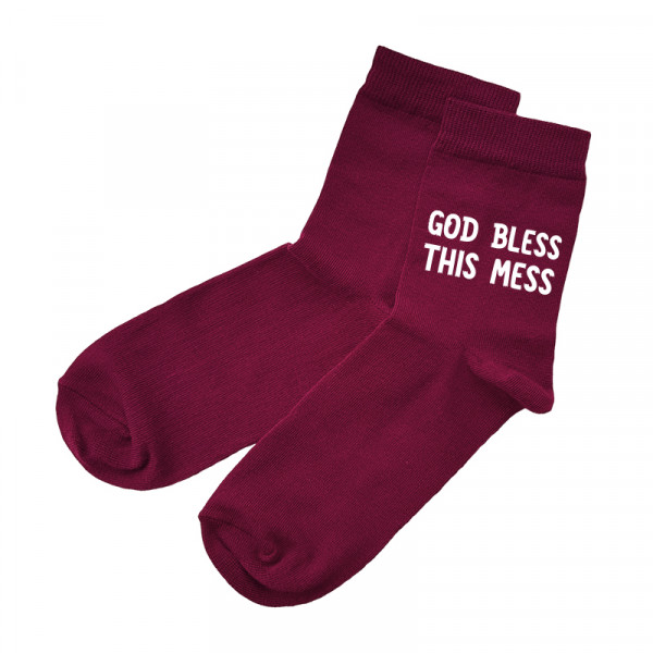 Naisten sukat „God bless this mess“