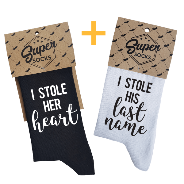 Pariskunnan sukkasetti "Stolen heart and last name"