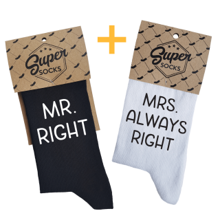 Pariskunnan sukkasetti "Mr. Right & Mrs. Always Right"