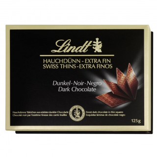 LINDT THINS tummaa suklaa, 125g