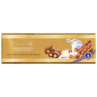 XL "LINDT GOLD" Maitosuklaa kokonaisilla hasselpähkinöillä, 300g