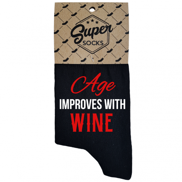 Naisten sukat „Age improves with wine“