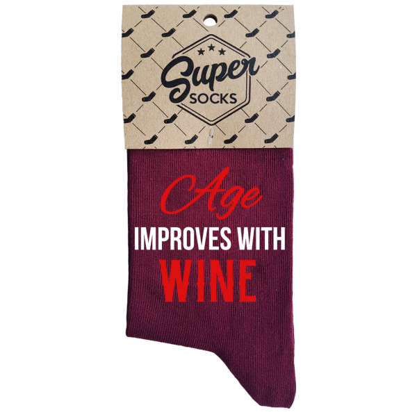 Naisten sukat „Age improves with wine“