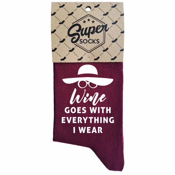 Naisten sukat „Wine goes with everything“ Naisten sukat „Wine goes with everything“