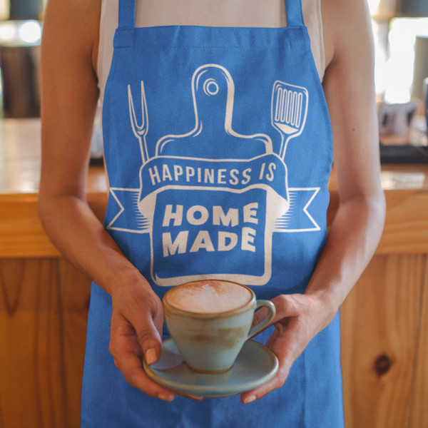 Puuvilla esiliina "Happiness is home made" Puuvilla esiliina "Happiness is home made"