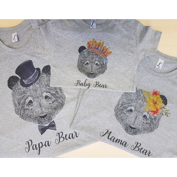 Perhe t-paitasetti "Bear Family"