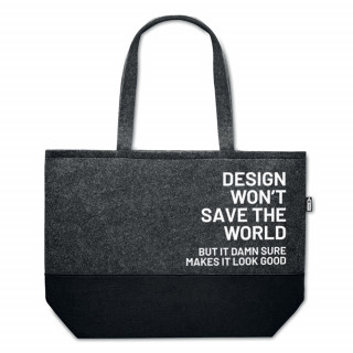 Ekologinen ostoslaukku "Design won't save the world"