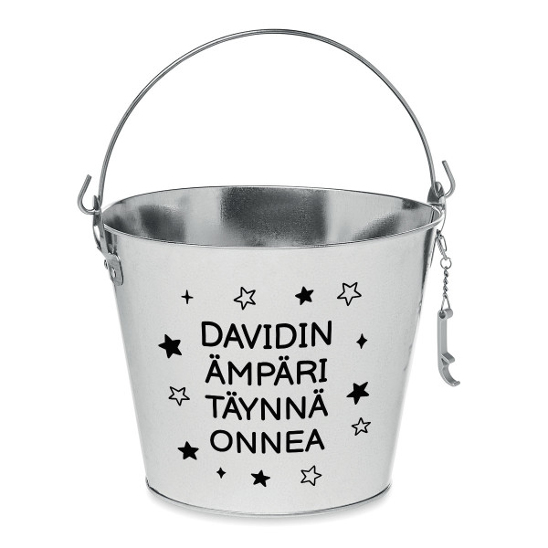 Ämpäri "Ämpäri täynnä onnea" valitsemallasi nimellä