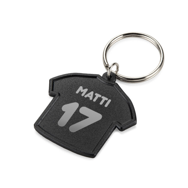 Avaimenperä "T-paita" valitsemallasi nimellä ja numerolla.