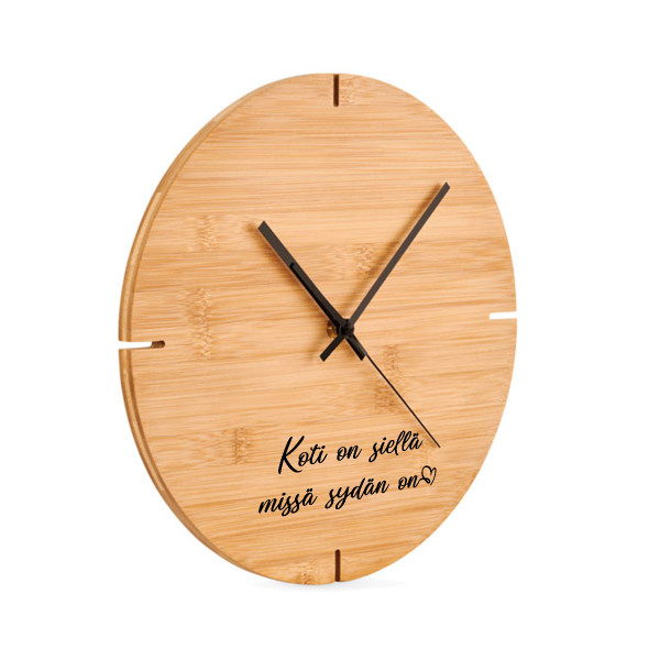 Bambu seinäkello "Koti on siellä missä sydän on"