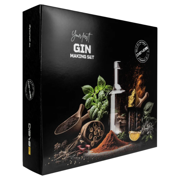 Tee-se-itse-gininvalmistuspakkaus mausteineen ja cocktailtarvikkeineen
