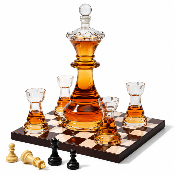 Karahvi ja 4 lasia setti ''Royal Chess''