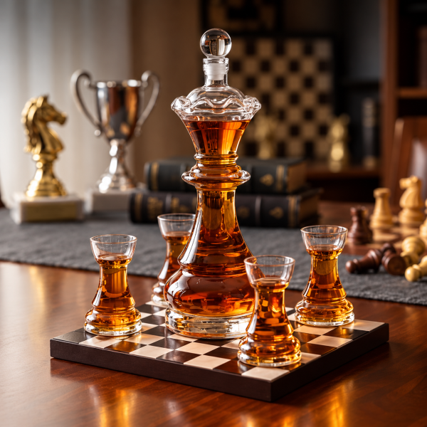 Karahvi ja 4 lasia setti ''Royal Chess''