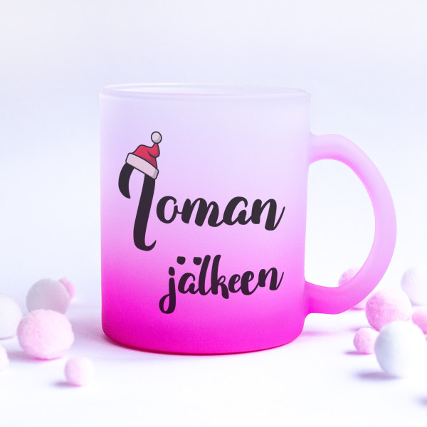 Huurteinen lasimuki "Loman jälkeen"
