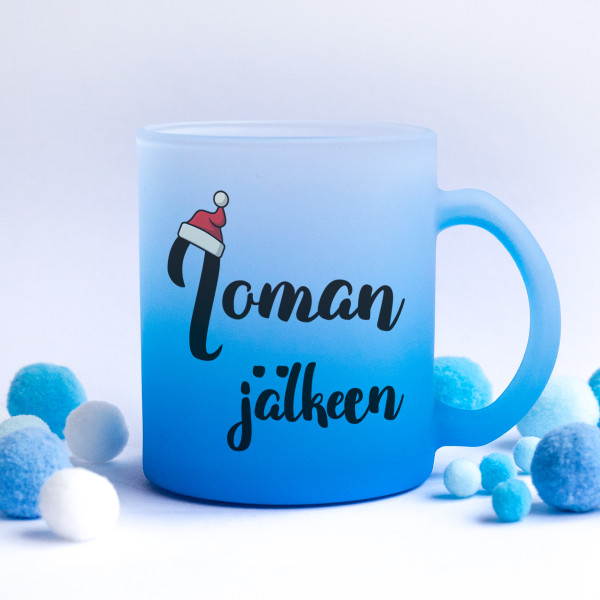Huurteinen lasimuki "Loman jälkeen"