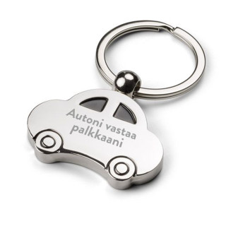 Kaiverrettu avaimenperä "Autoni vastaa palkkaani"