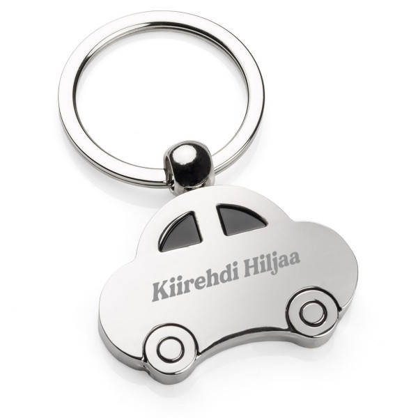 Kaiverrettu avaimenperä "Kiirehdi Hiljaa"