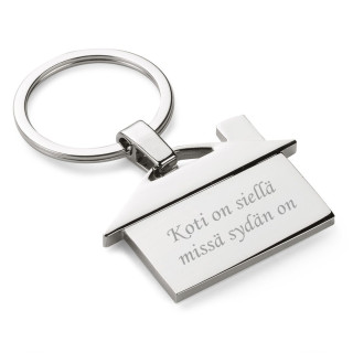 Kaiverrettu avaimenperä "Koti on siellä missä sydän on"