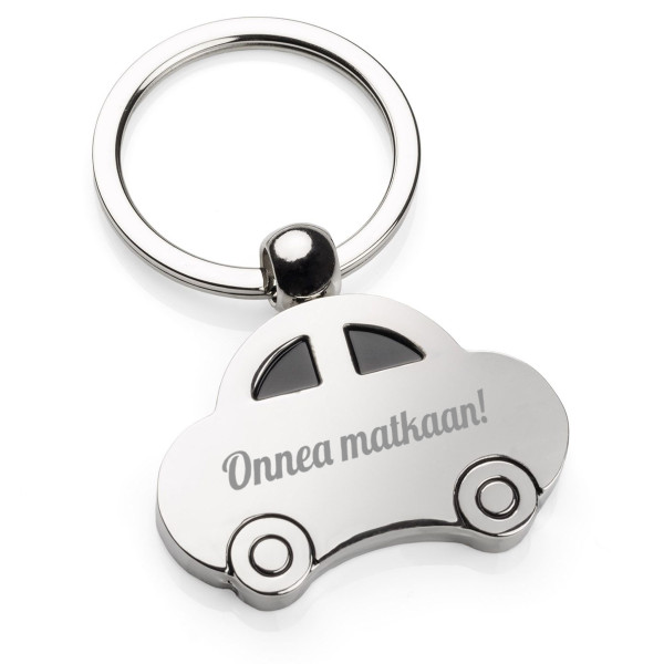 Kaiverrettu avaimenperä "Onnea matkaan"
